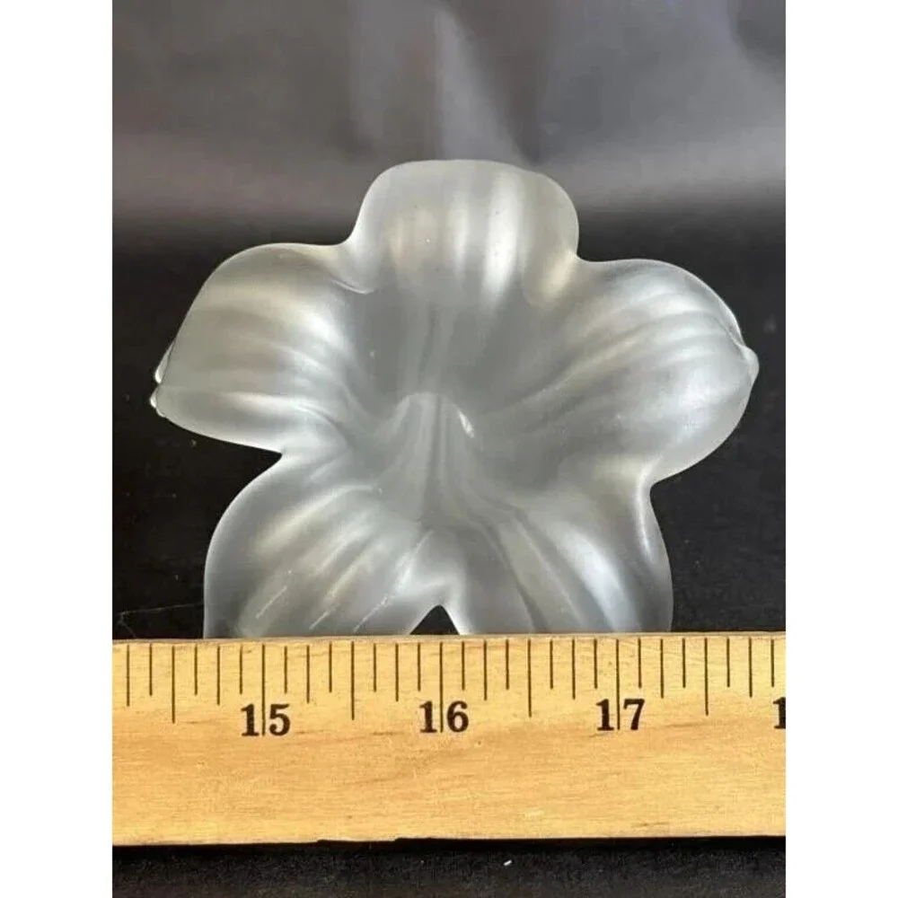 Art Nouveau Vintage Frosted Hand Blown Glass Lily Bud Vase Decorative Flower
